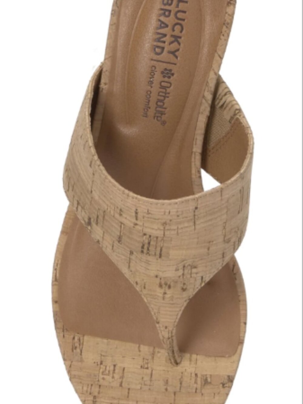 LUCKY BRAND- LAUREY THONG CORK WEDGE, 8.5